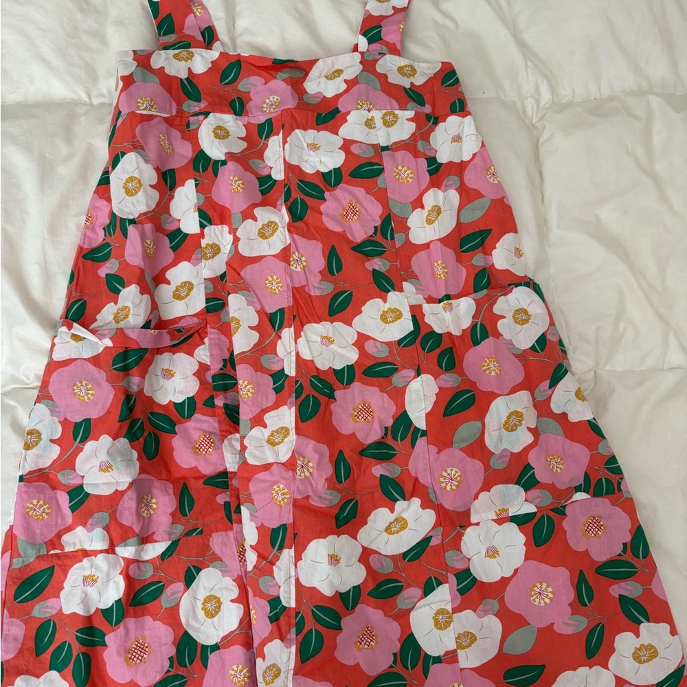 Floral Red and Pink Apron Dress